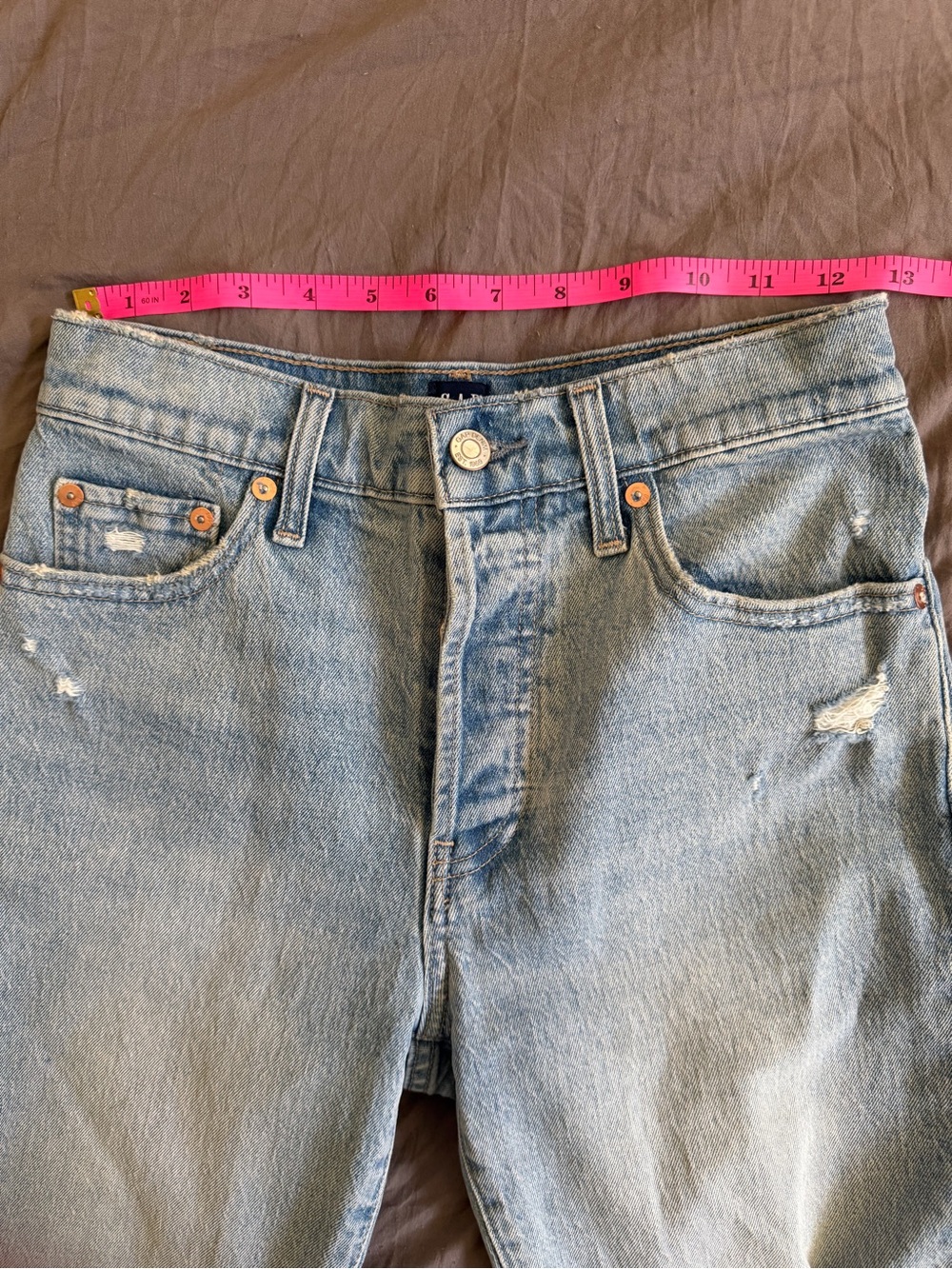 GAP Light Blue Distressed Denim Bermuda Shorts